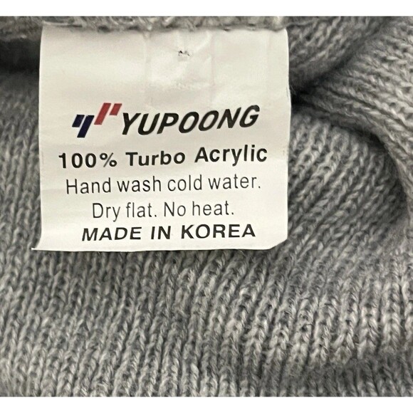 Gray Beanie Cuffed Stretch Cozy Knit Hat GC Patch Outdoor Snowcore Green Chef - Picture 4 of 4